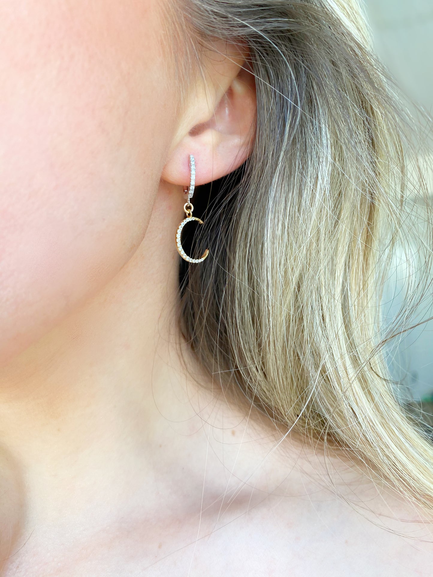 Sun and Moon Huggie Earring