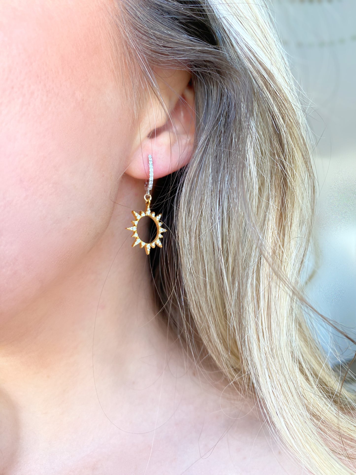 Sun and Moon Huggie Earring