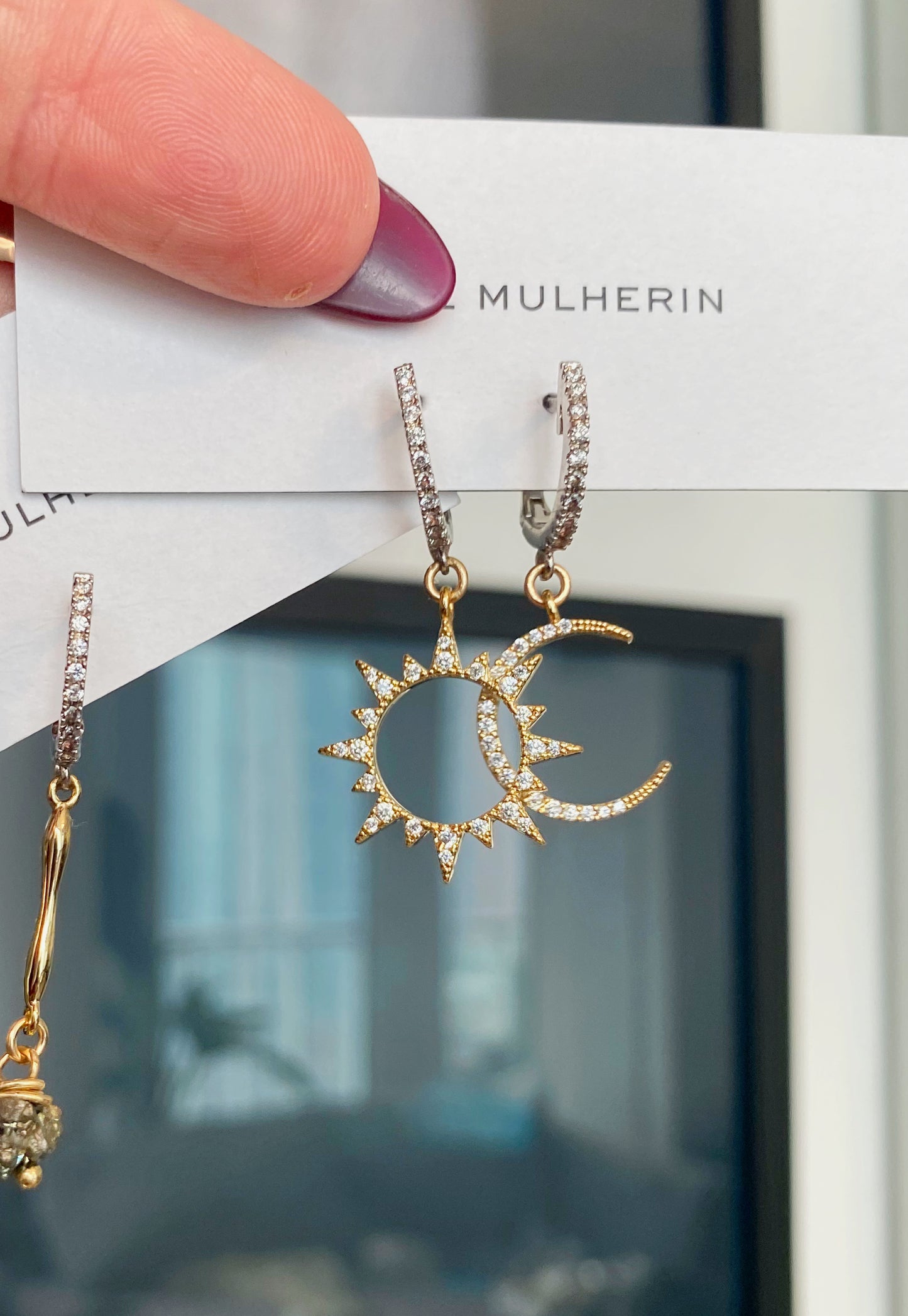 Sun and Moon Huggie Earring