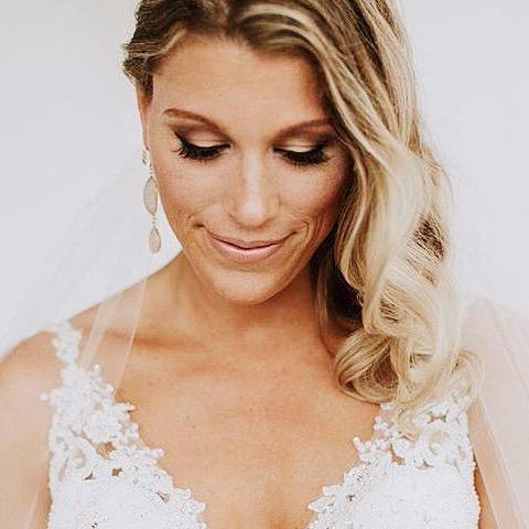 neutral and blush rose quartz and drusy earrings on bride
