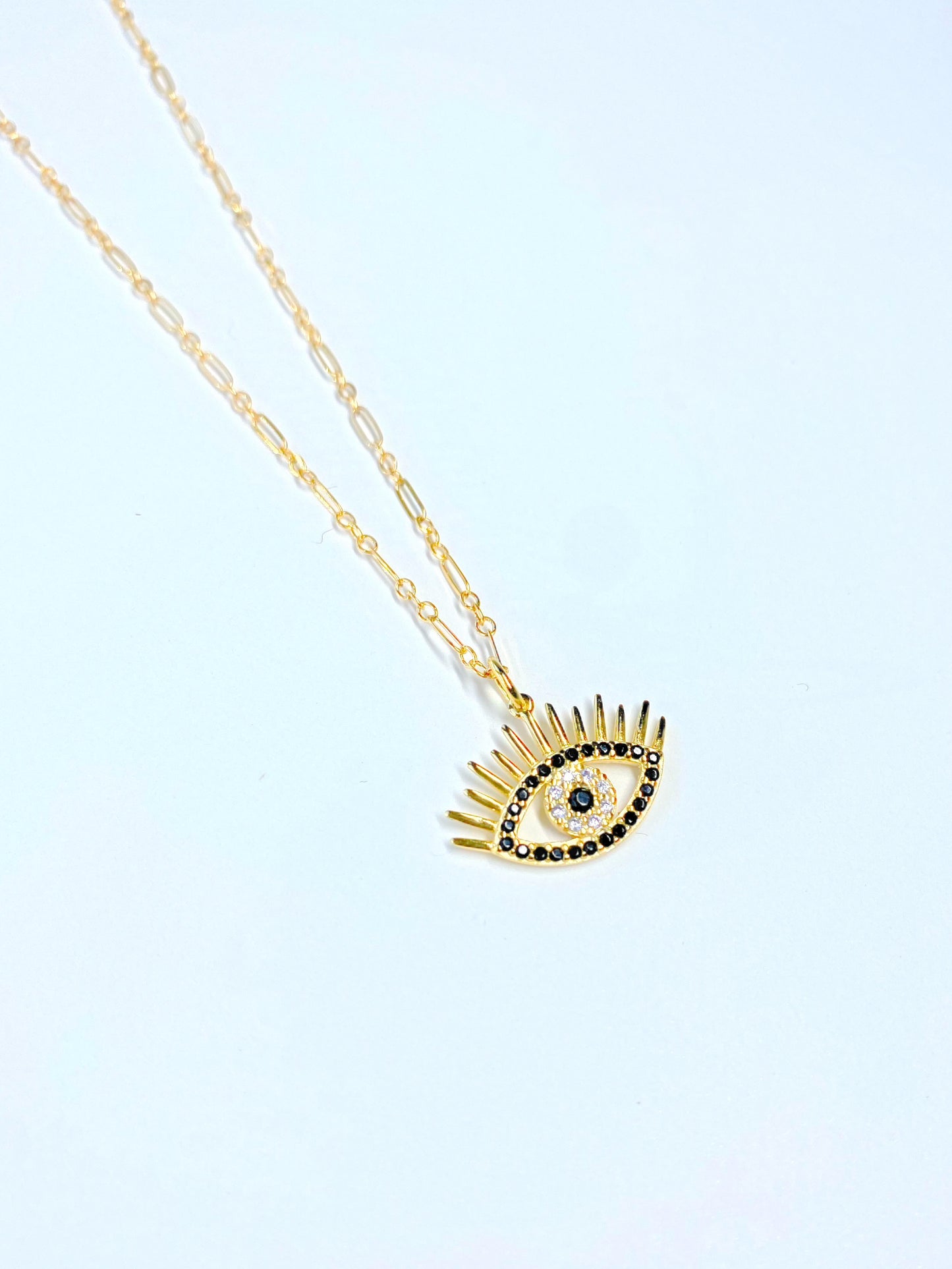 CZ evil eye pendant necklace