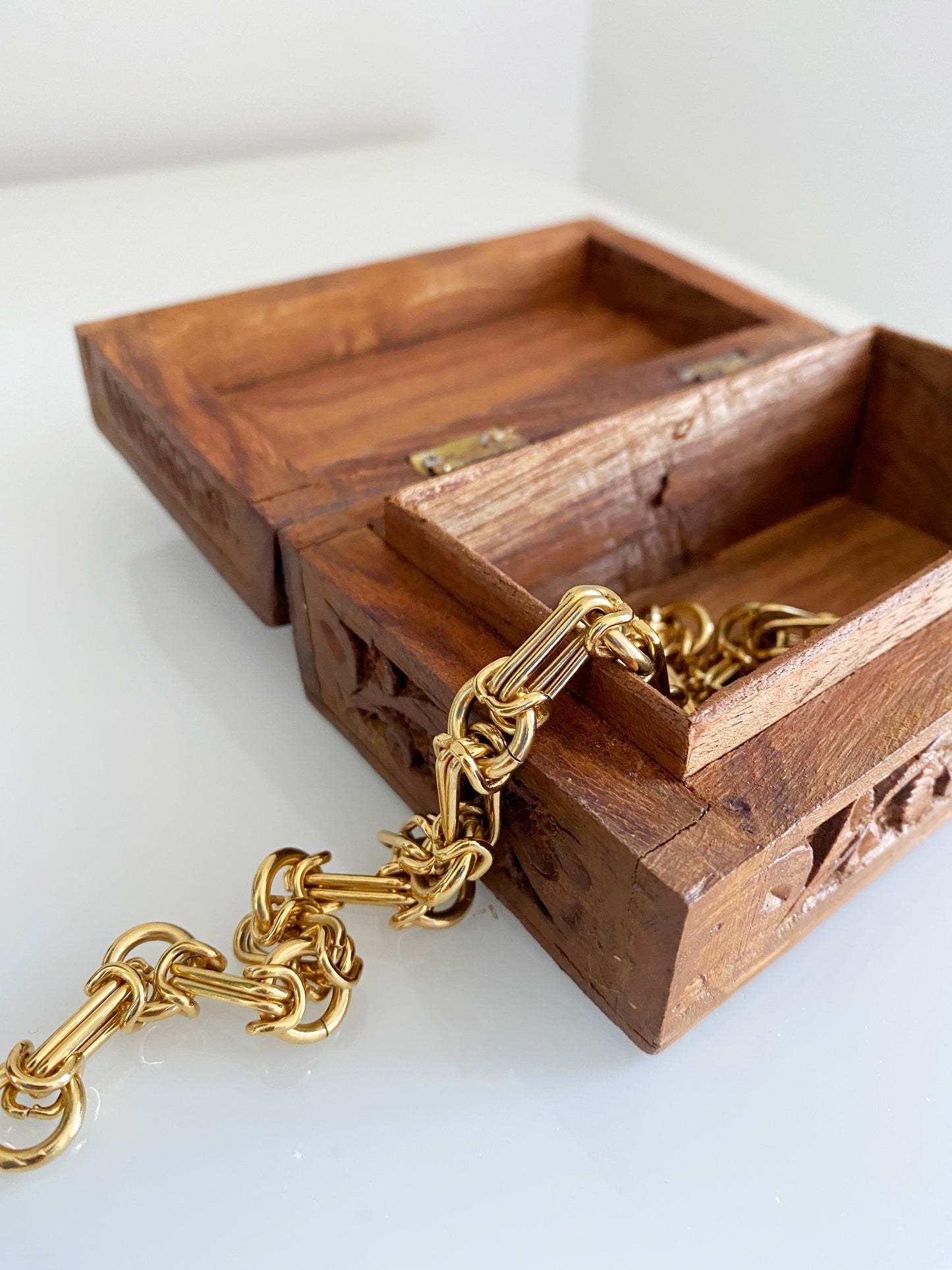 Carved Wooden Jewelry Box