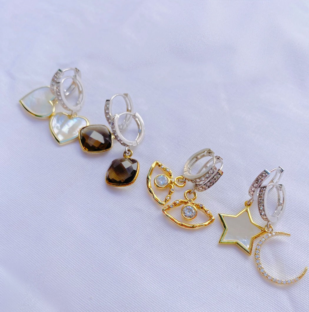 Rachel Mulherin Gold CZ evil eye huggie earring
