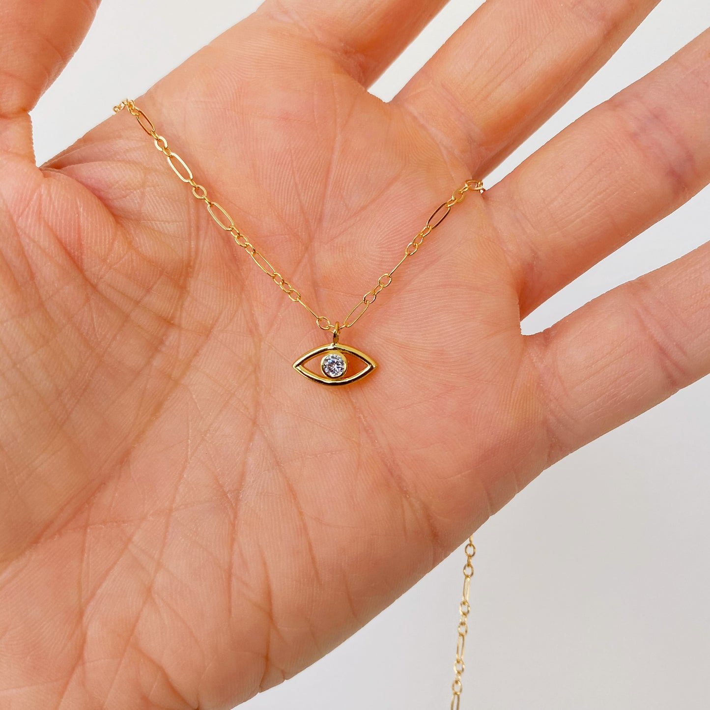 Petite Gold CZ Evil Eye