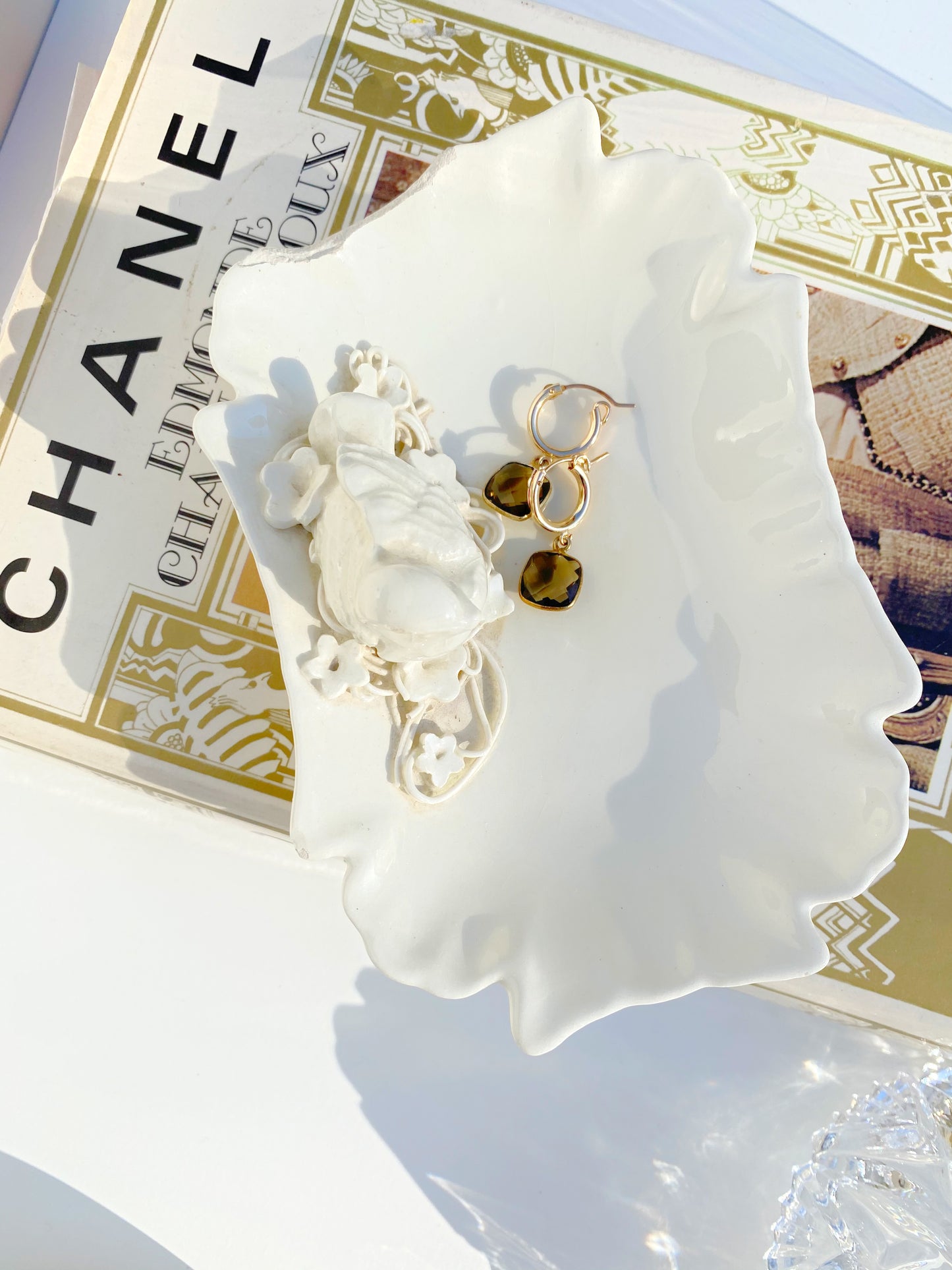 Gold Smoky Quartz Hoop Huggie