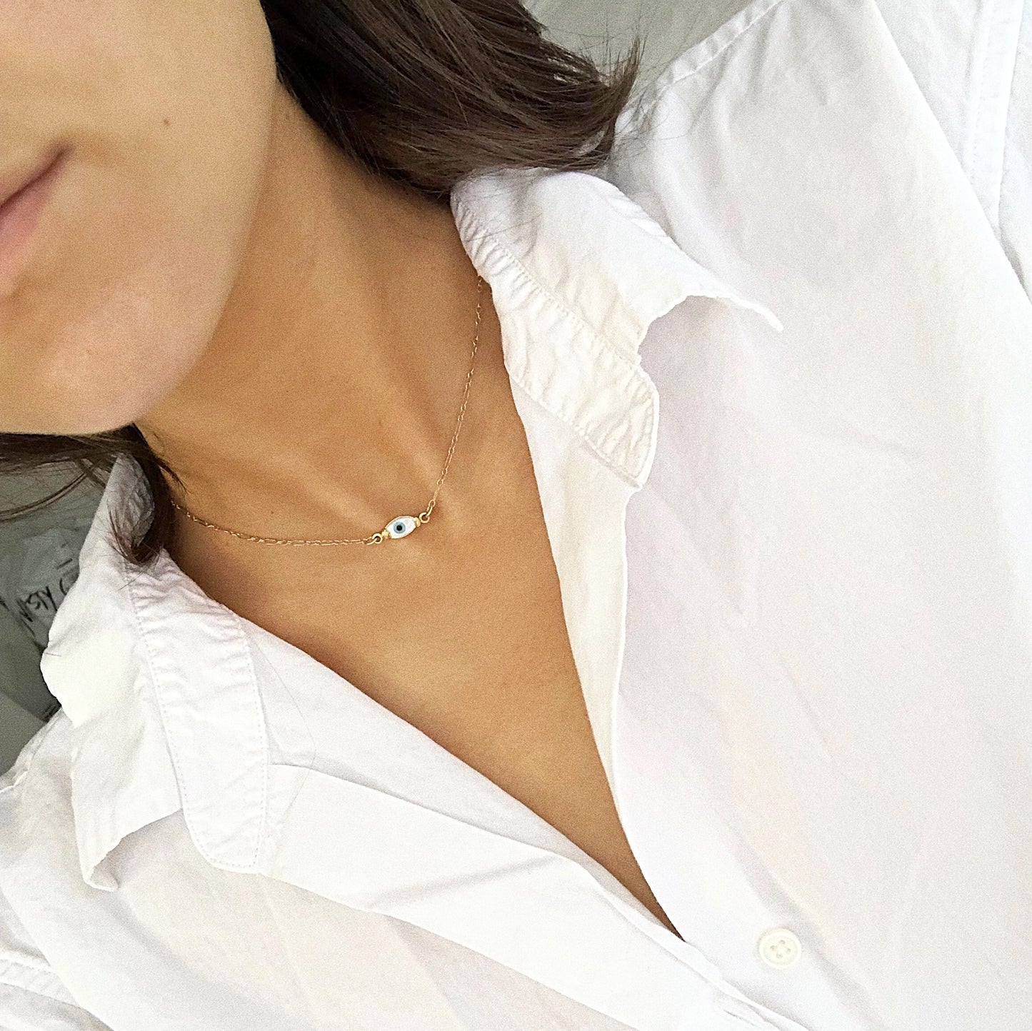 Petite evil eye necklace