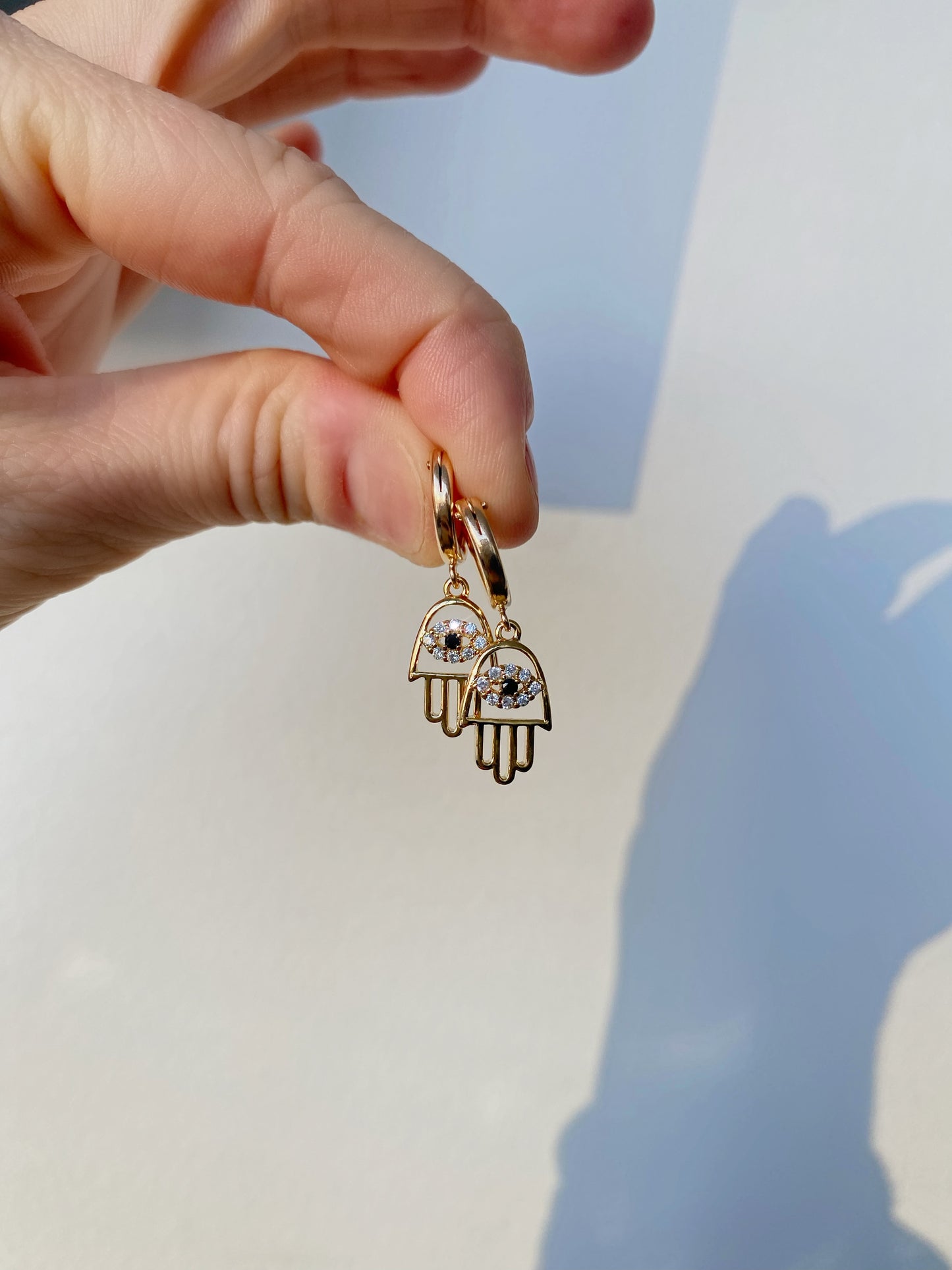Hamsa Evil Eye Huggie Earring