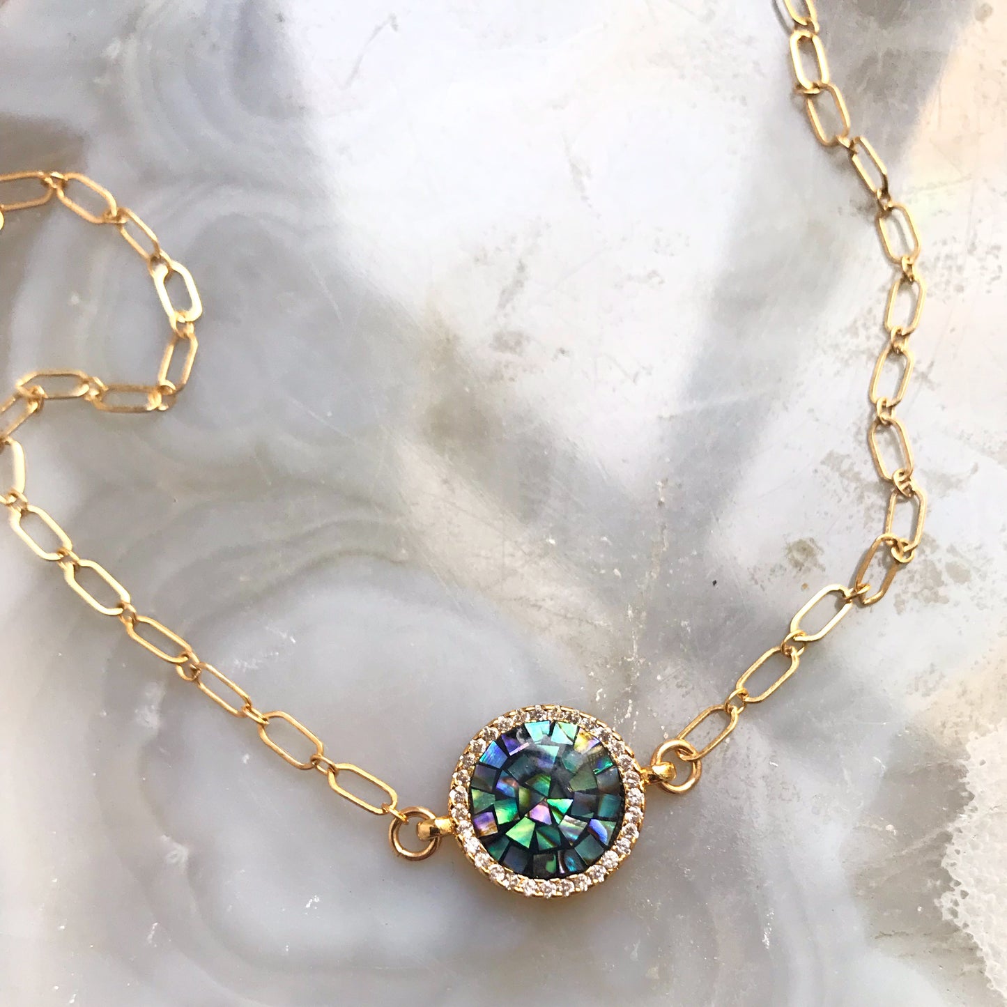 Iridescent CZ pendant necklace