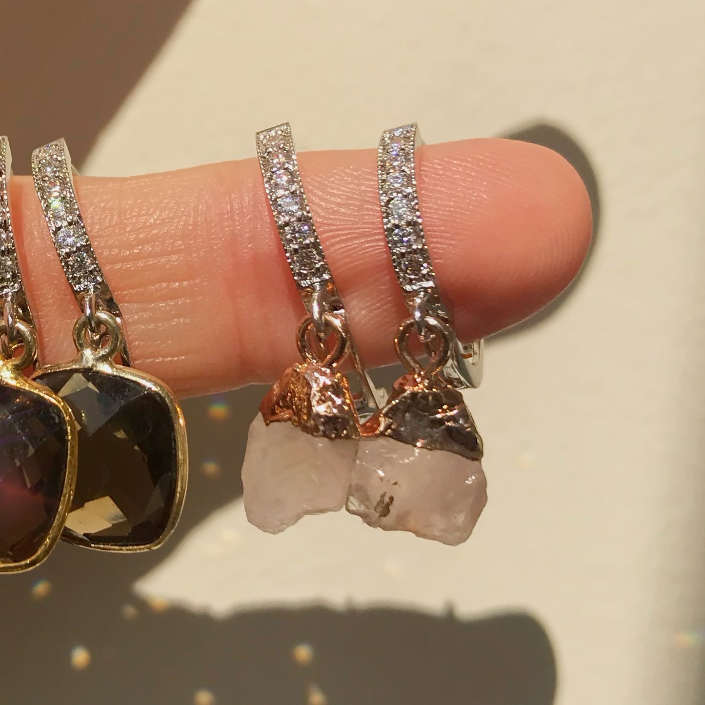 Rose Quartz Huggie Earring