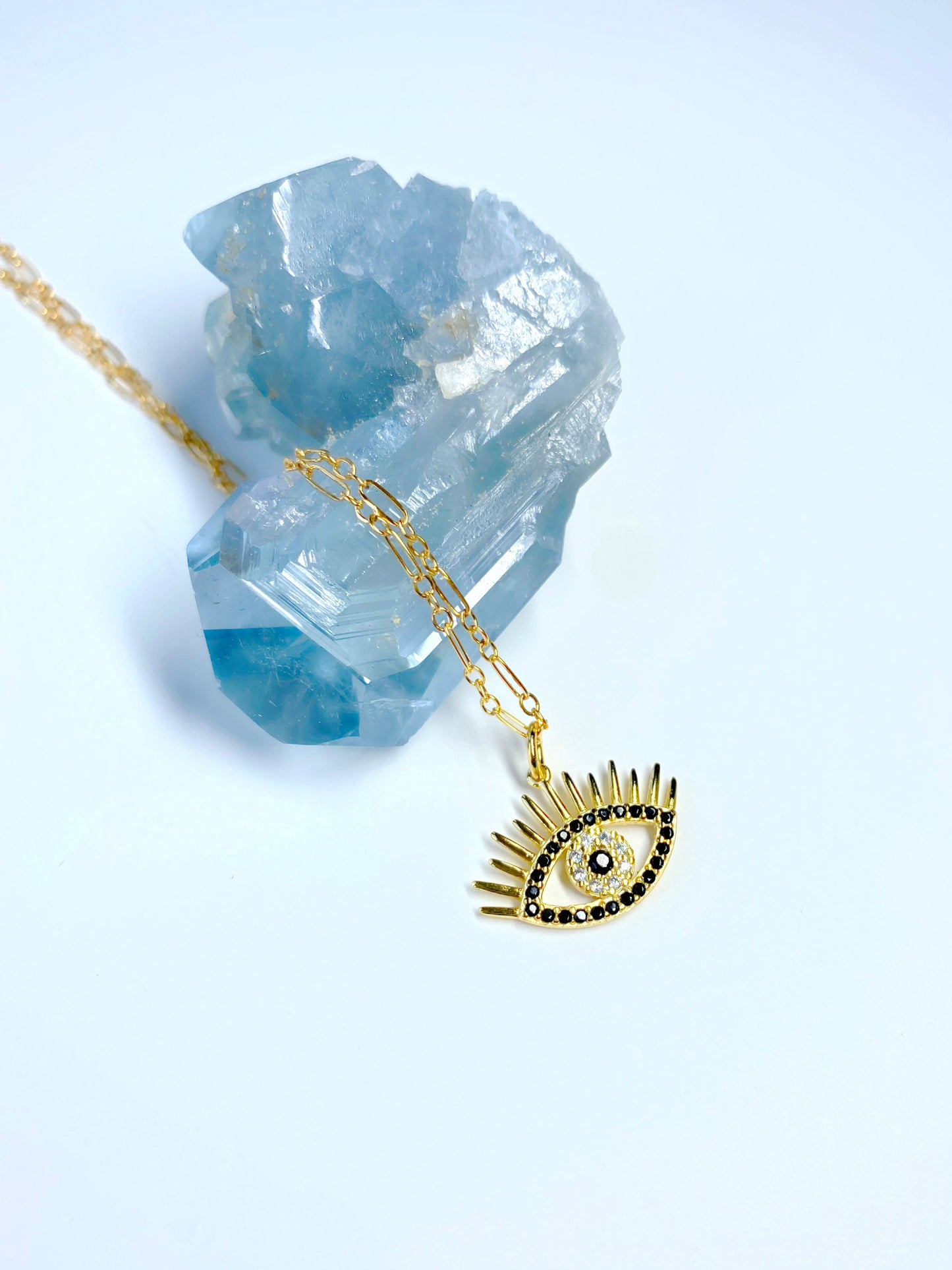 CZ evil eye pendant necklace