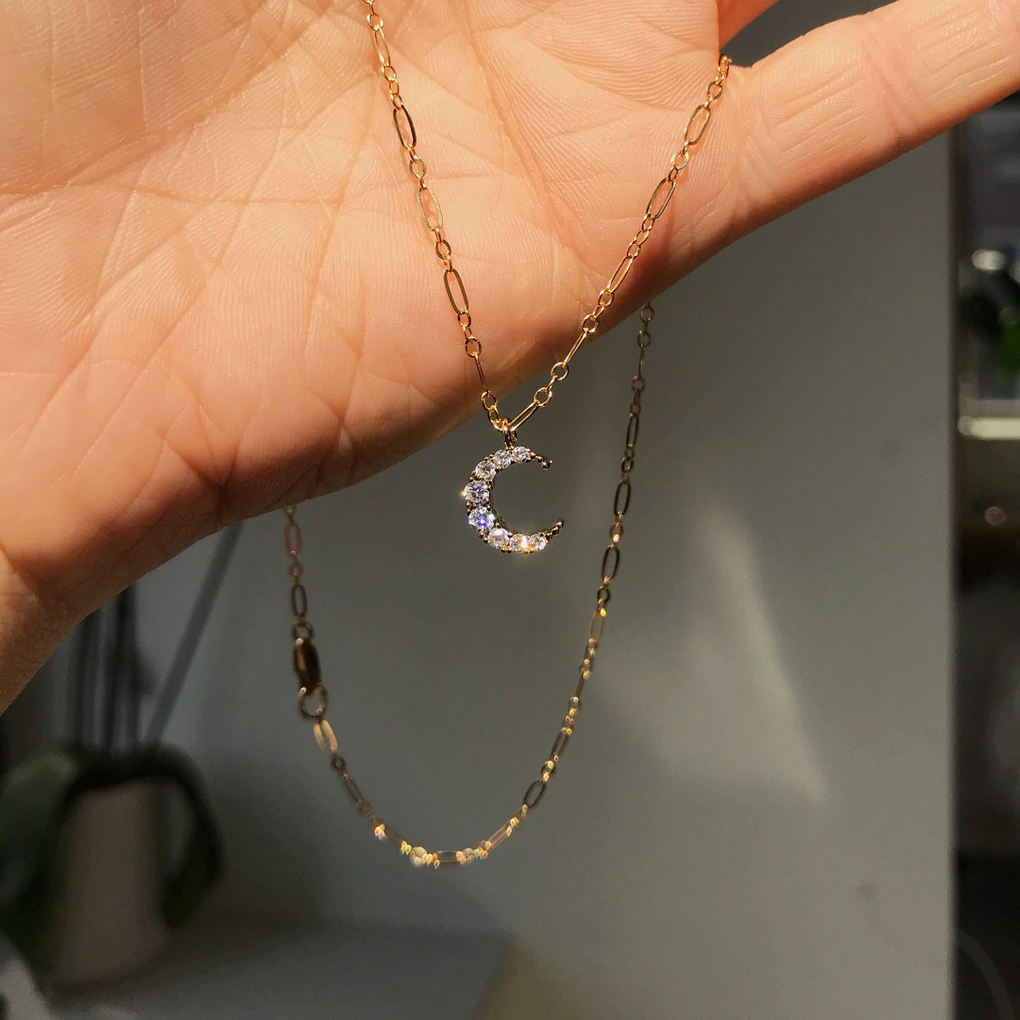 Mini Moon CZ Pendant