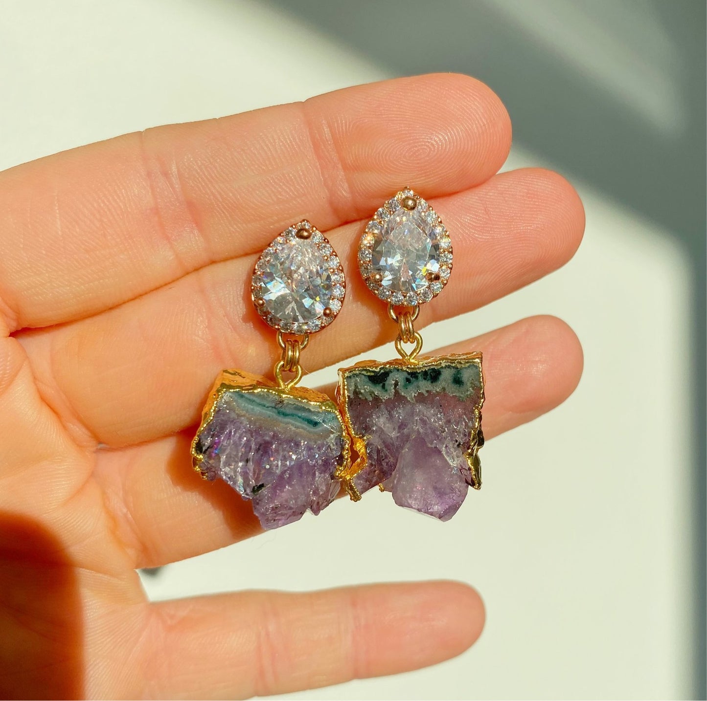 amethyst CZ statement earrings for bridal wedding