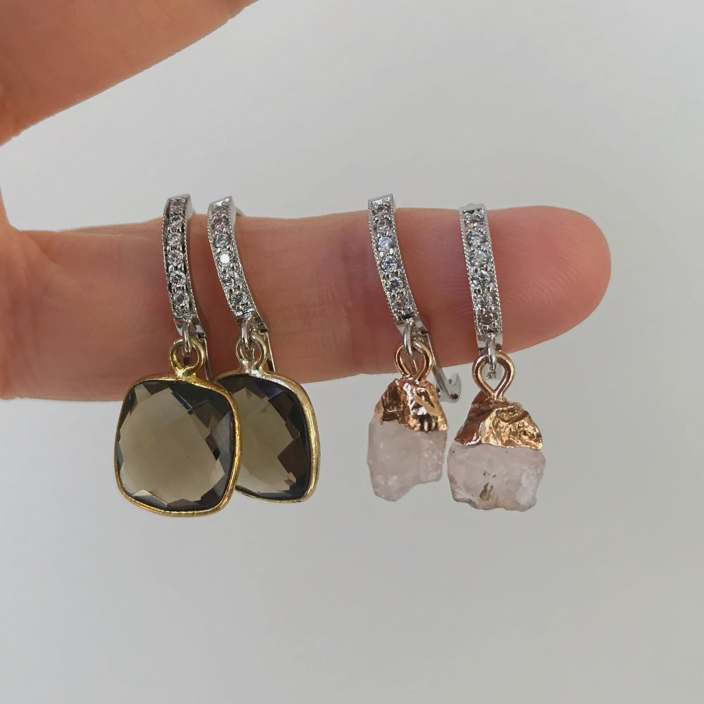Rose Quartz Huggie Earring
