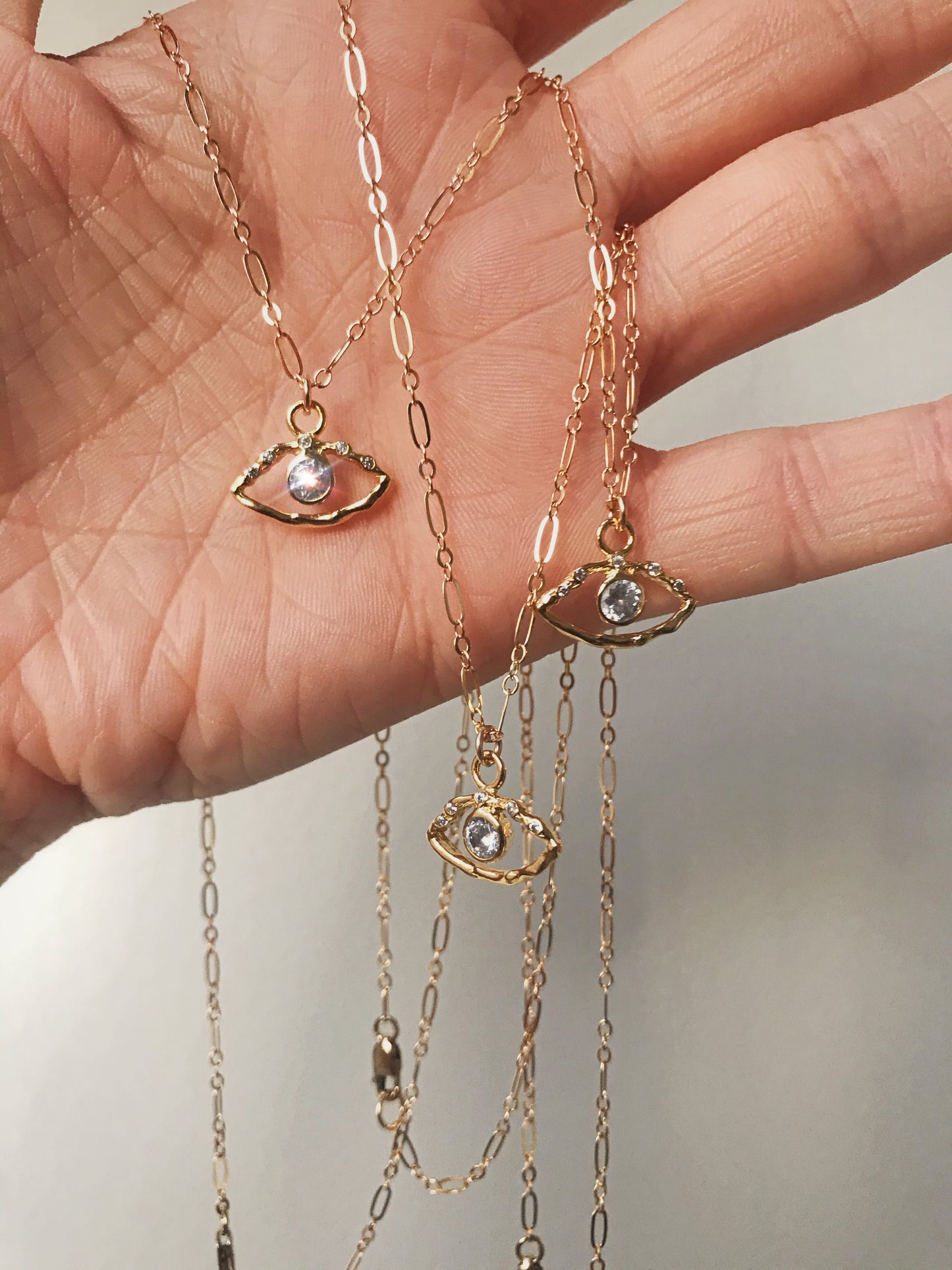 Gold CZ Eye Pendant