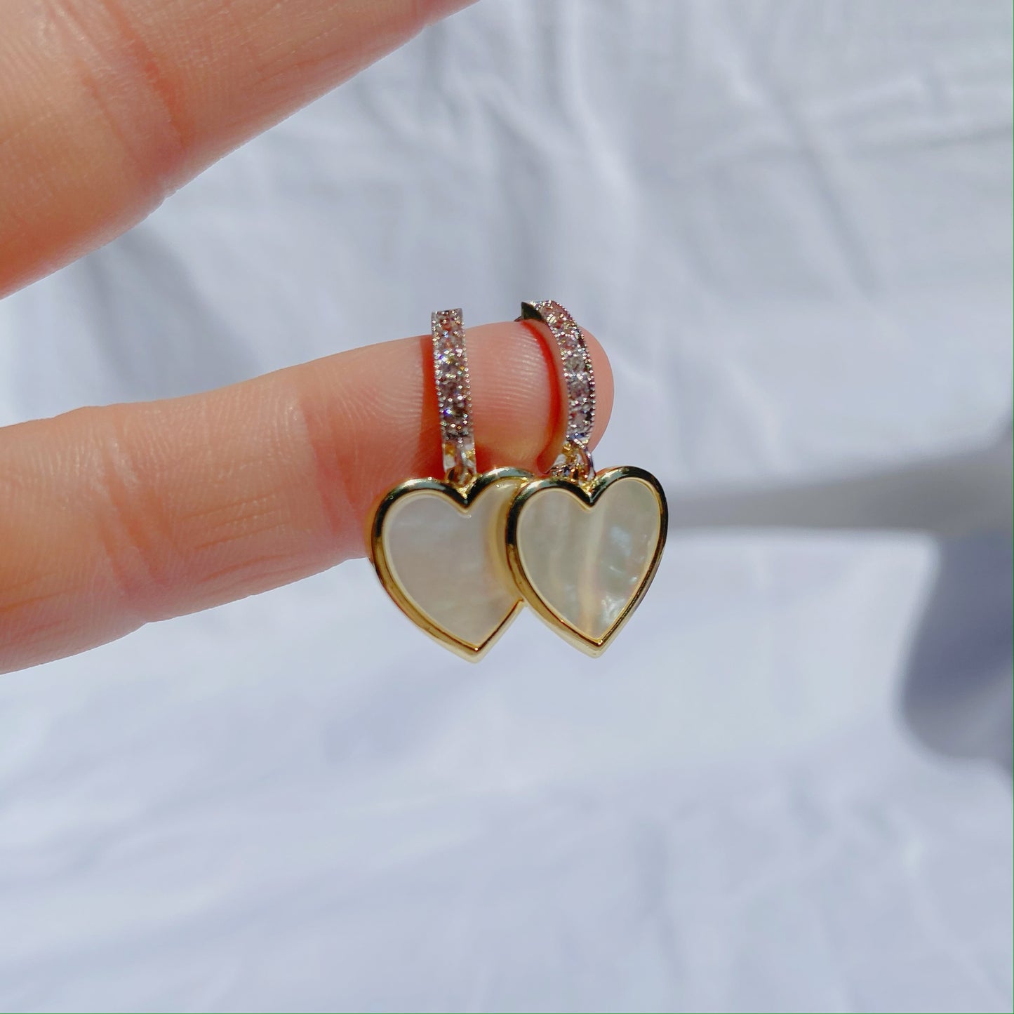 Pearl Heart Huggie Earring