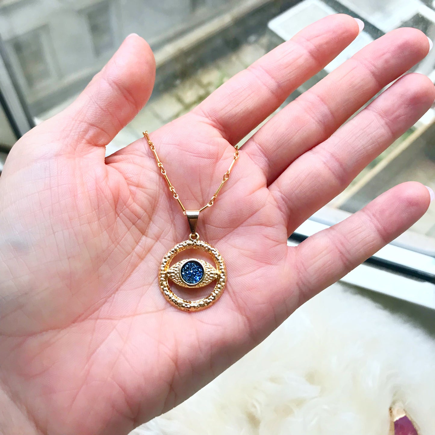 Gold + Blue Evil Eye