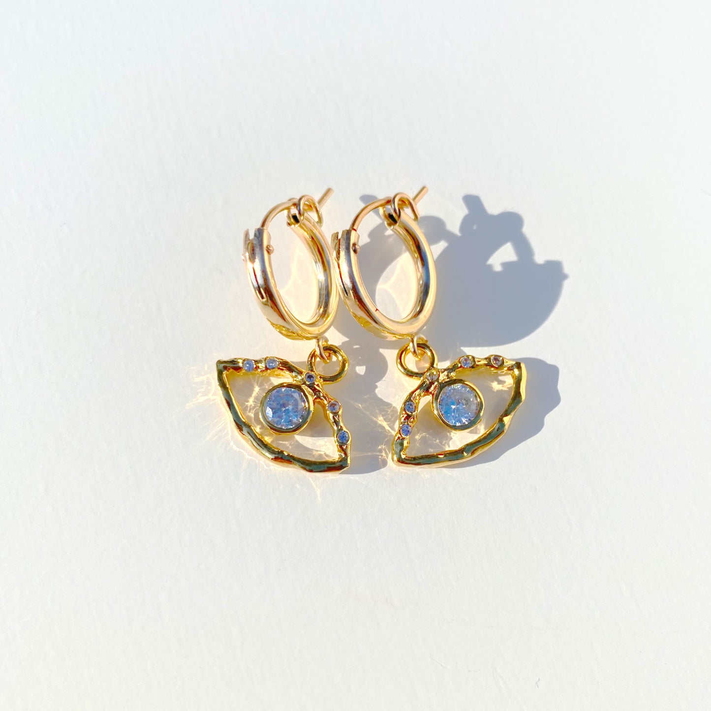 Gold CZ Evil Eye Huggie