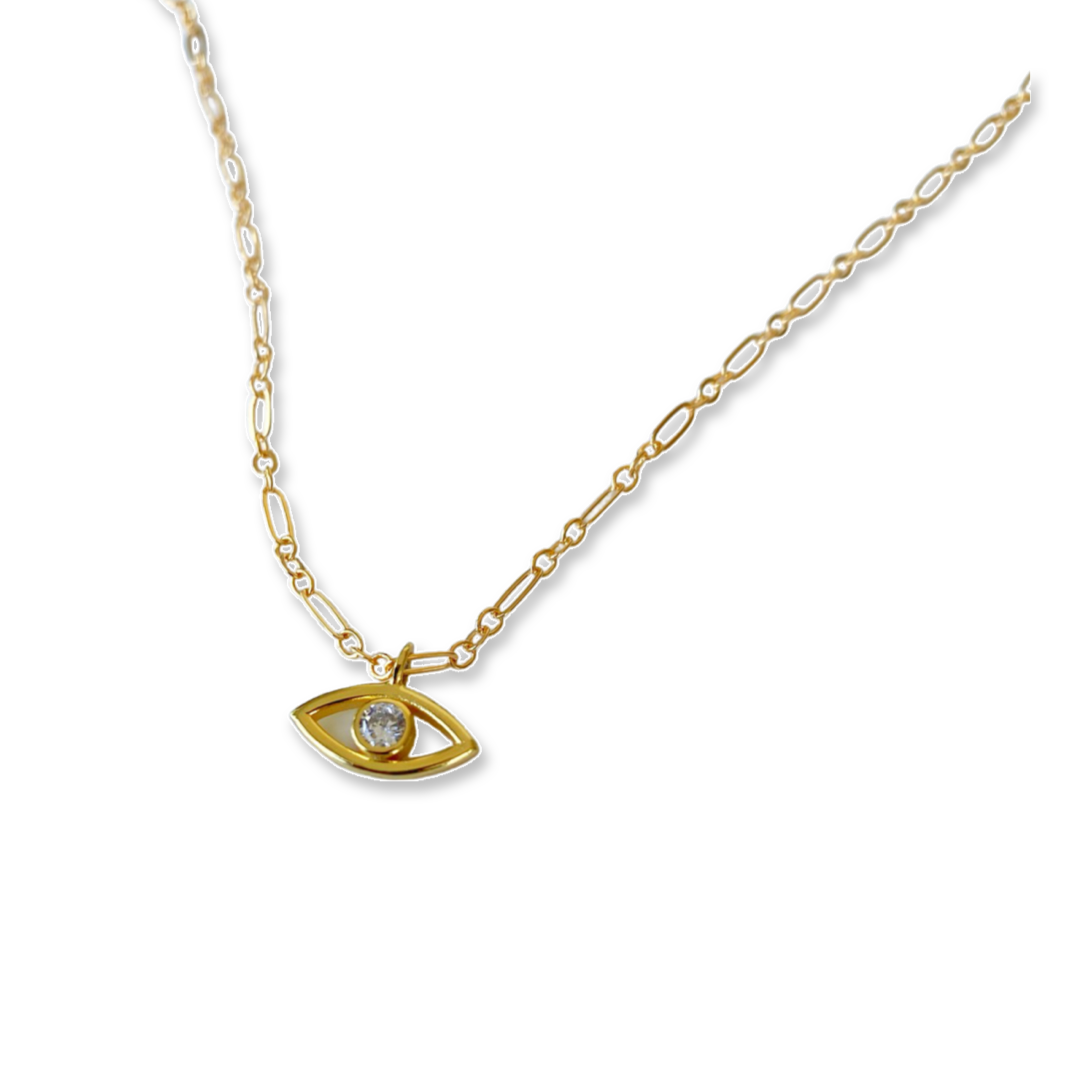 Petite Gold CZ Evil Eye