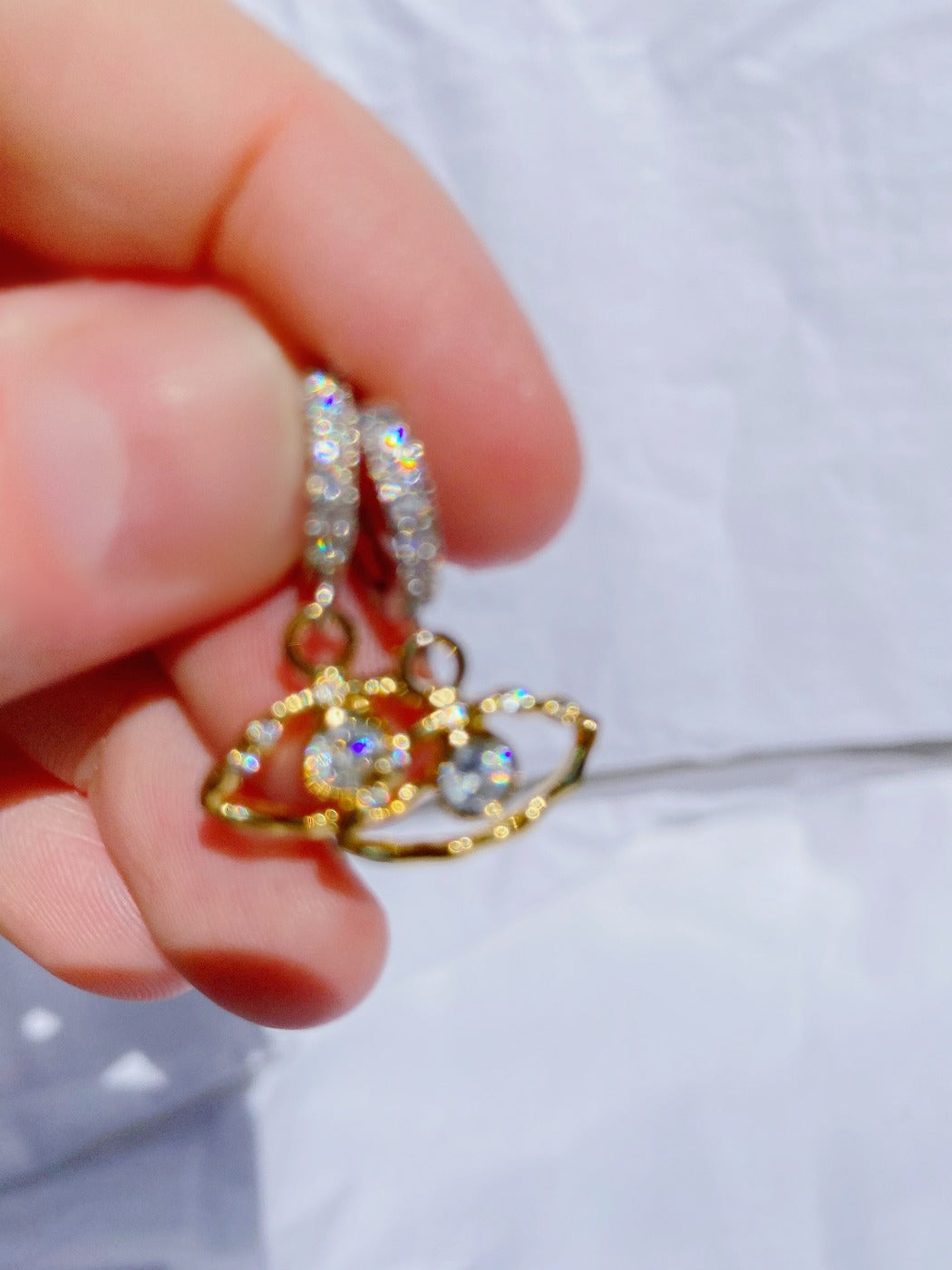 Rachel Mulherin Gold CZ evil eye huggie earring