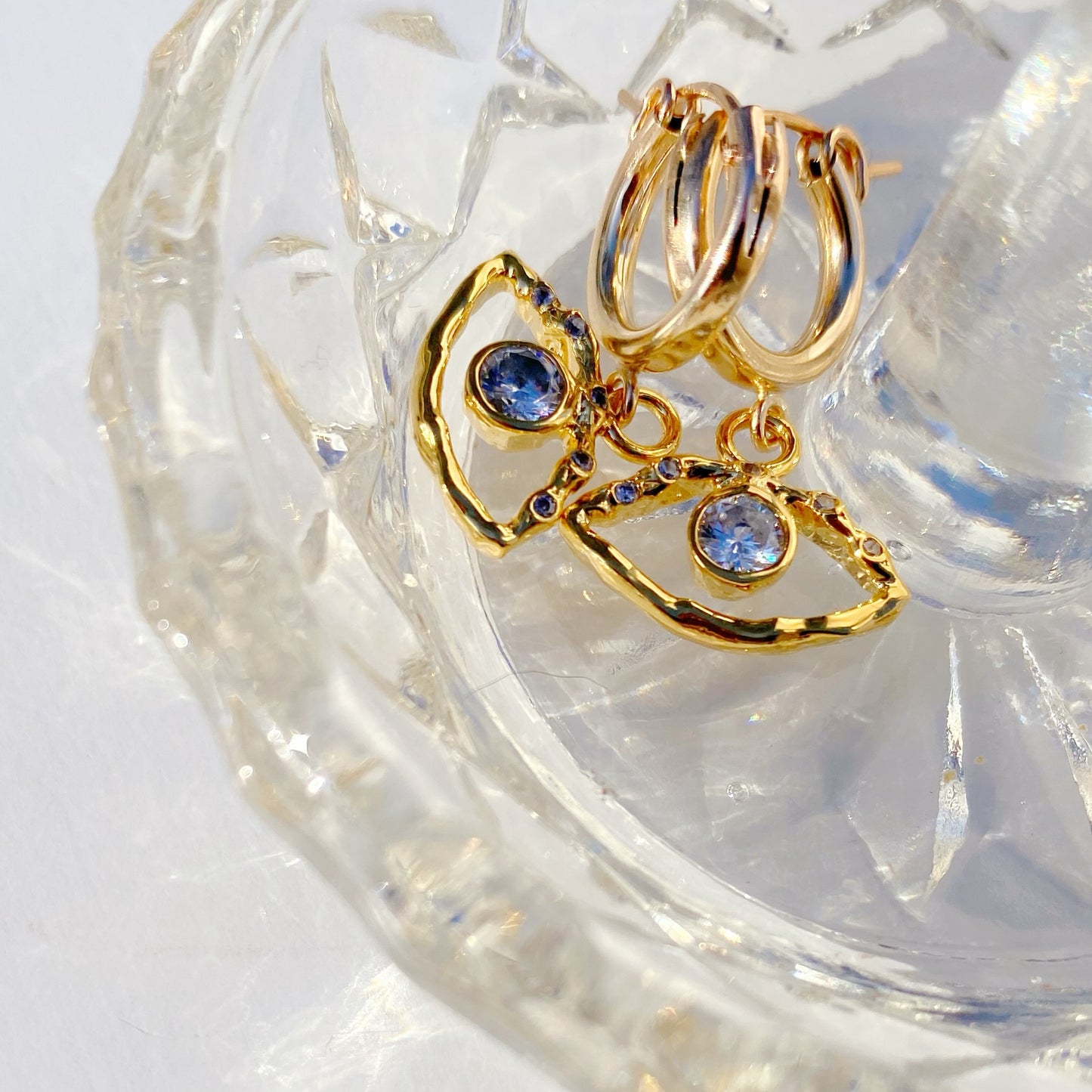 Gold CZ Evil Eye Huggie