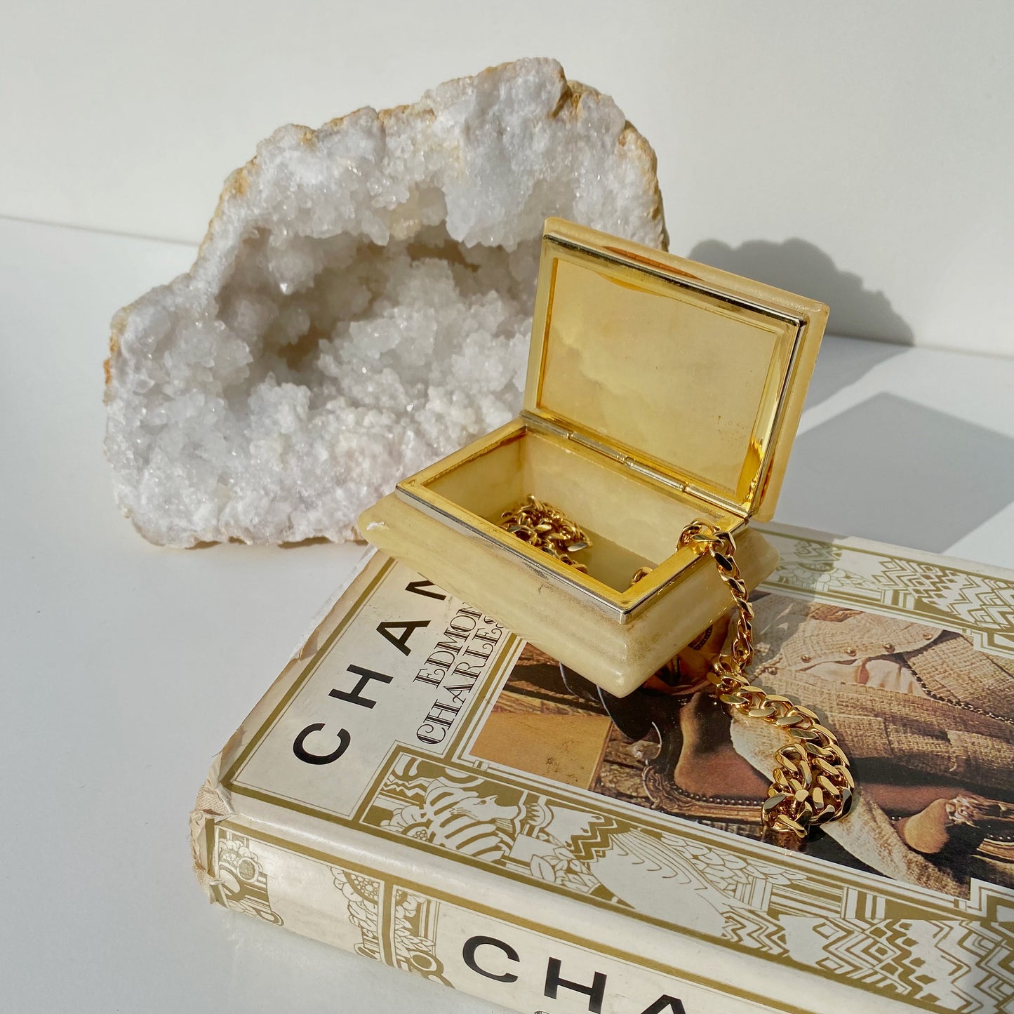 Vintage Alabaster Jewelry Box