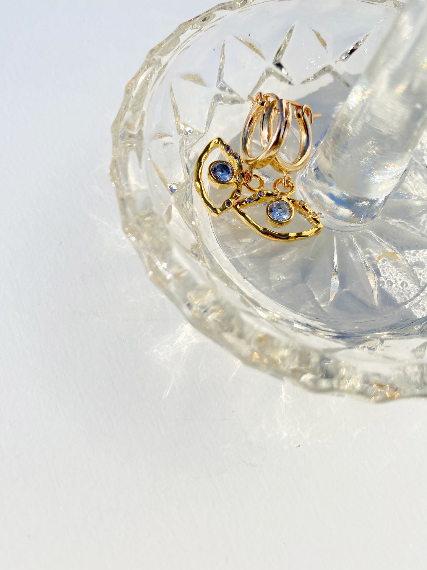 Gold CZ Evil Eye Huggie