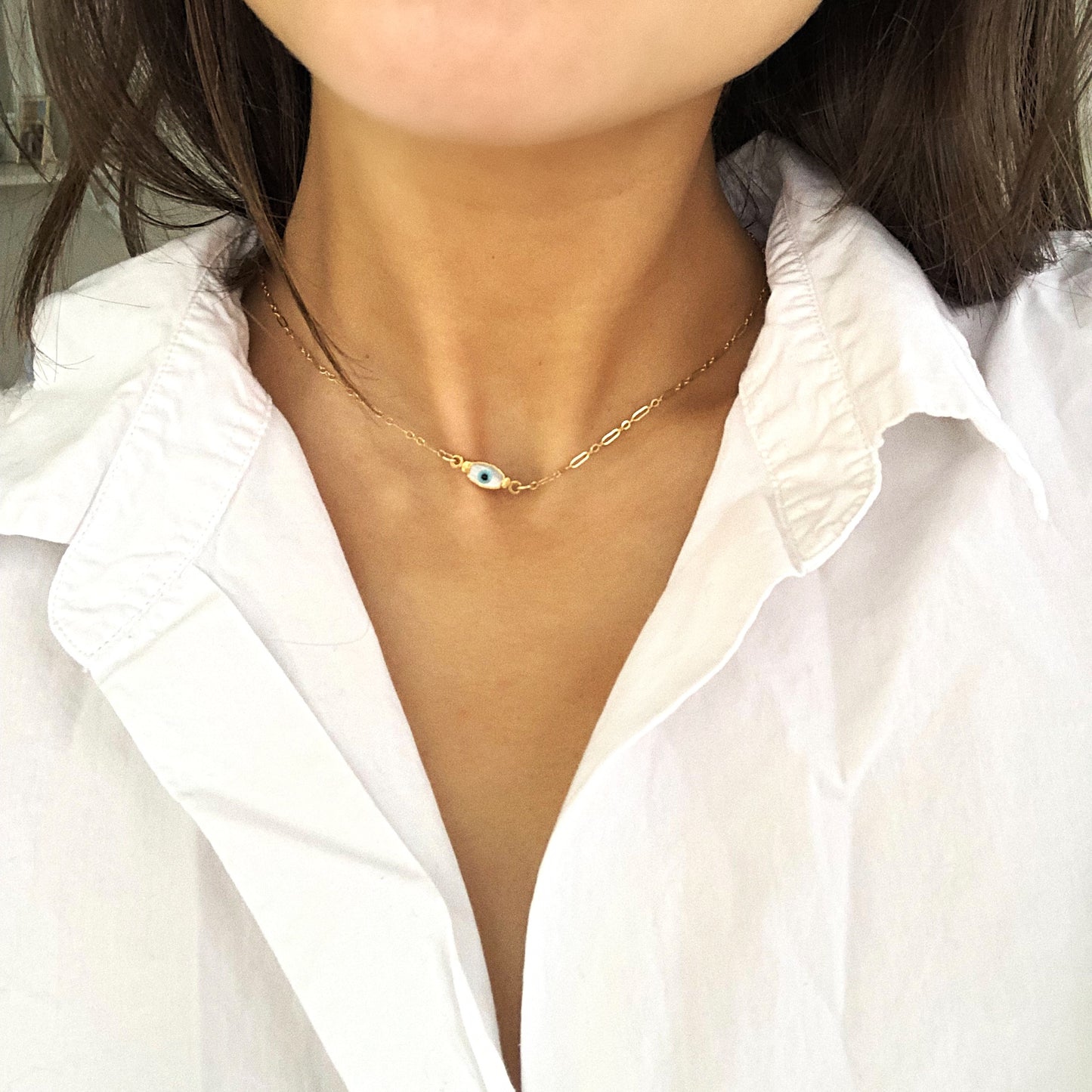 Petite evil eye necklace