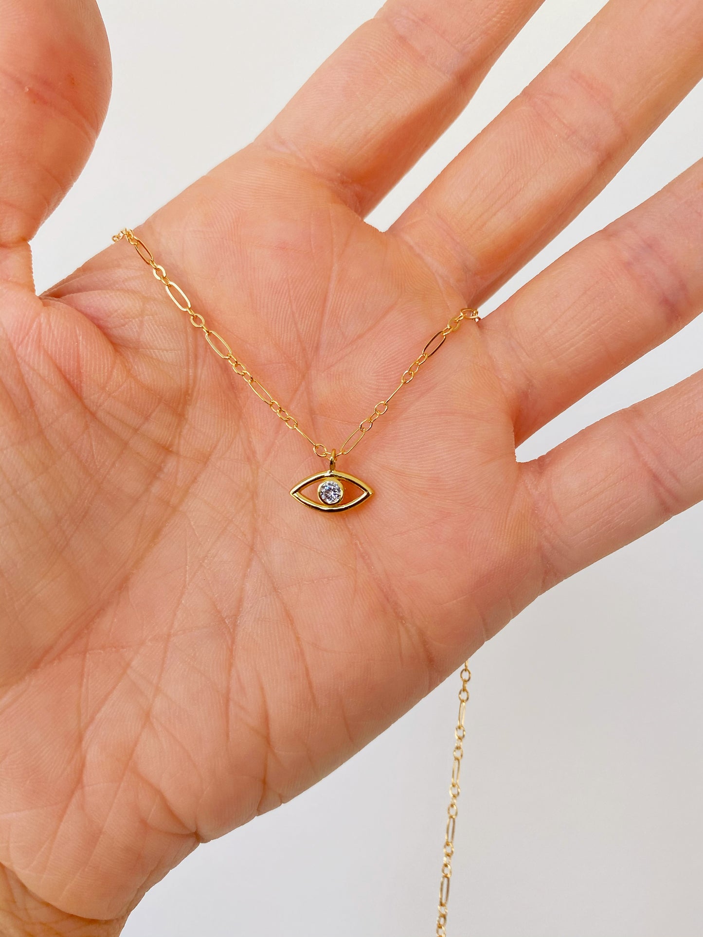 Petite Gold CZ Evil Eye