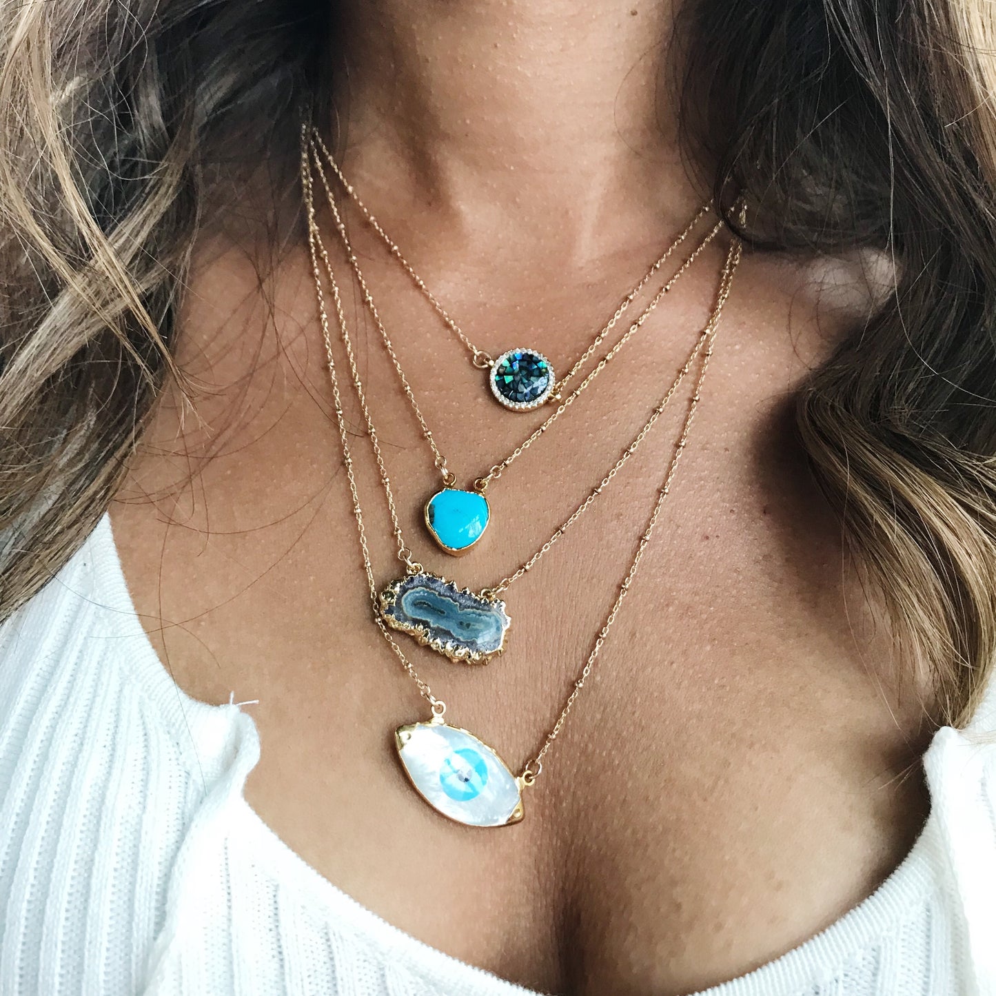 Iridescent CZ pendant necklace