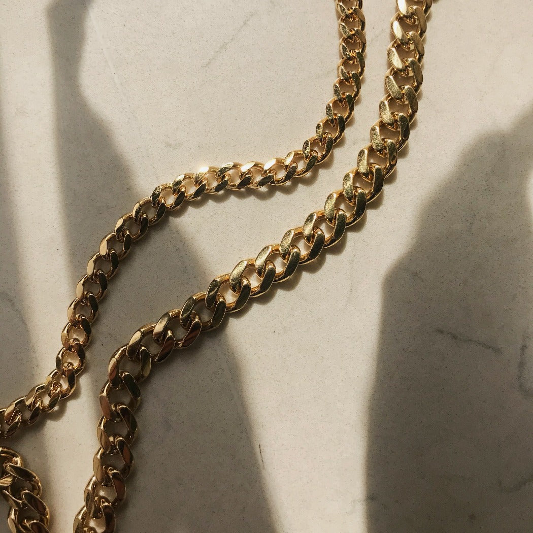 Rachel Mulherin basic gold layered curb chain necklaces