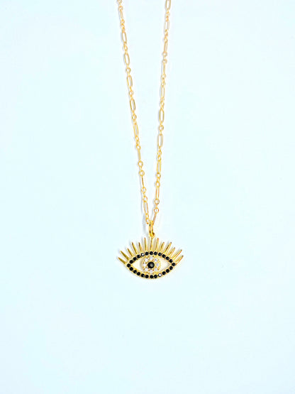 CZ evil eye pendant necklace