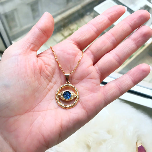 Gold + Blue Evil Eye