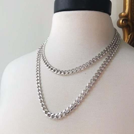 Rachel Mulherin basic silver layered curb chain necklaces